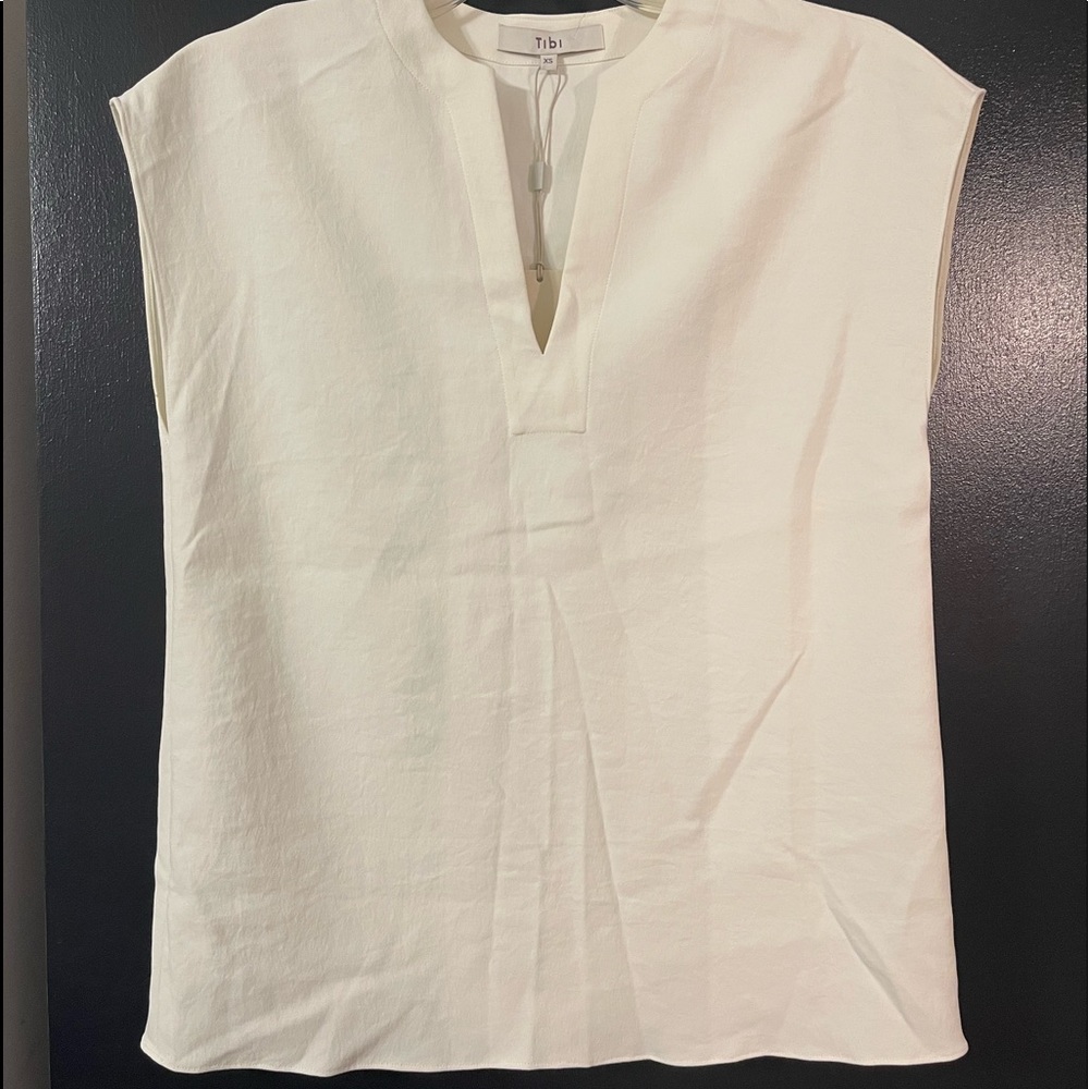 White Tibi Split Neck Top XS NWT